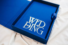 Heirloom Book with custom embossing stamp and matching clamshell album box.